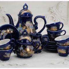 Vintage Japanese 1960s Porcelain Blue Tea/Coffee Set