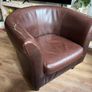 Brown faux leather tub chair Image 4