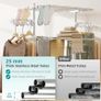 4-Layer Folding Cloth Rail, Adjustable Garment Rack with Wheels for Bedroom, Balcony, Silver Image 8