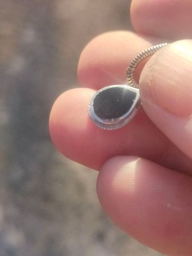 Vintage Teardrop Black Onyx Sterling Silver Pendant Set
