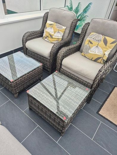 5Pce Grey Rattan Garden Set