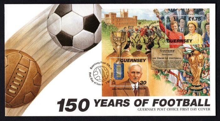 1998 Guernsey 15th Anniversary of the Cambridge Rules for Football Commemorative Stamps Miniature Sheet Official First Day Cover (FDC)