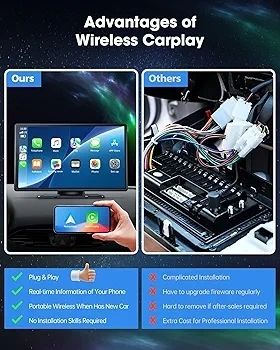 9 Inch Wireless Car Stereo with Apple Carplay and Android Auto,Portable Touch Screen GPS Navigation for Car,Car Audio Receivers with Bluetooth,Airplay,AUX,Screen for All Vehicles