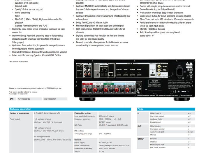 Denon AVR-X1000 surround network AV receiver