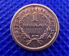 Rare 1853 Gold 1 Dollar Liberty, Type 1 Coin