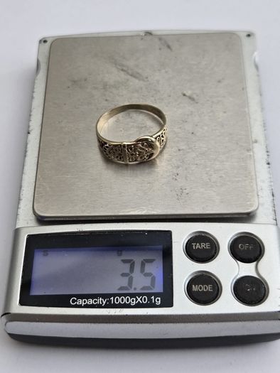 Vintage 9ct Yellow Gold Gents Buckle Ring