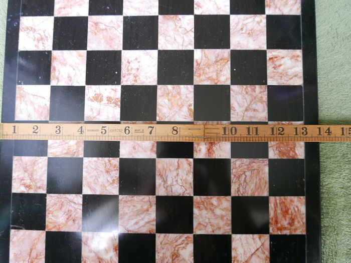Vintage Marble Chess Board, 14 inch Marble Chess Board, 14 inch Pink and Black Checked Game board
