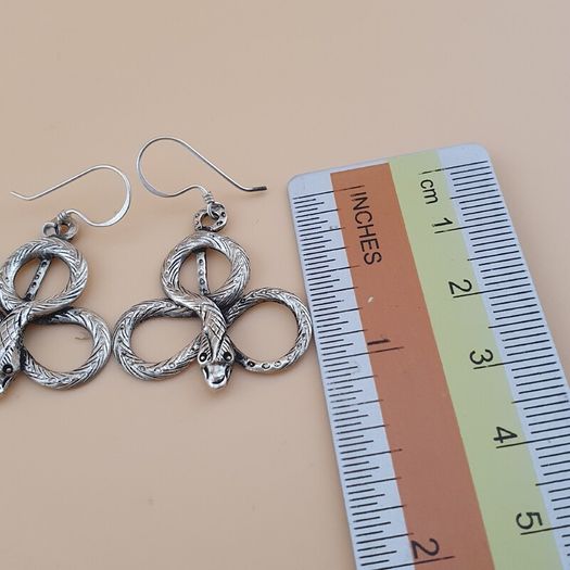 Antique Style Brass Snake Dangle Earrings