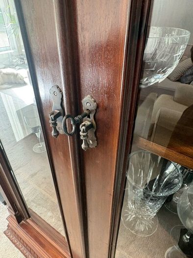 Large Ornate 7ft Wooden Glass Display Cabinet