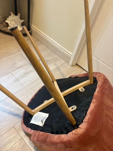 Pinky Velvet Accent Chair with arm rest and Wooden effect Metal Legs