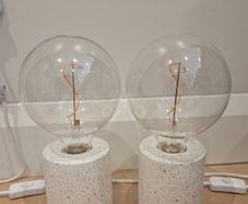 Two Ikea Lerskiffer Terrazzo Effect Table Lamp With Molnart Led Bulbs