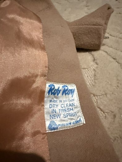 Vintage Rob Roy toddler wool coat, camel, 12-18 months, made in Britain