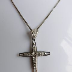 Vintage 925 Sterling Silver Necklace With Cross Pendant length 16" - 6,3g