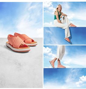 Clarks peach light coral flats sandals 4 37 Brand New