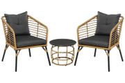 3-Piece Bistro Set, weather-resistant, 1 coffee table, 2 chairs, 62 cm x 65 cm x 78 cm, Sand+Dark Gray