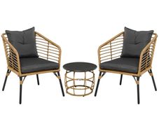 3-Piece Bistro Set, weather-resistant, 1 coffee table, 2 chairs, 62 cm x 65 cm x 78 cm, Sand+Dark Gray