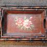 Set of 3 large vintage metal tole trays Image 3