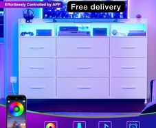 Chest of Drawers with Charging Station and LED Light
