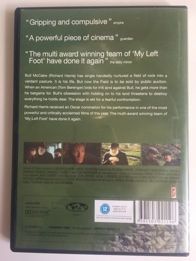 The Field (Jim Sheridan Film) [1990] Richard Harris, John Hurt, Sean Bean, Brenda Fricker & Tom Berenger [1xDVD Movie]