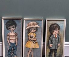 Vintage Ozz Franca big eye print trio, framed