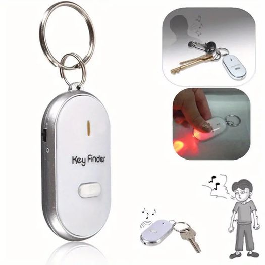 Keychain Locator, Voice Control Anti-lost Device Whistle Key Finder Keychain Tracer(White)