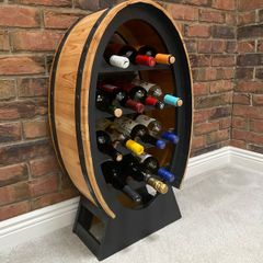 Barrel Style Wine Rack 14 Bottles Refinished