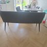 Grey Faux Leather High Back Bench Dining Bench.Good condition.Collectio.n only Image 2