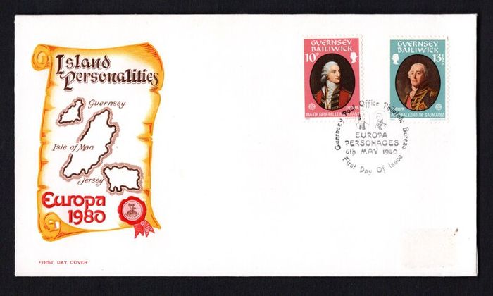 1980 Guernsey Europa Personalities Commemorative Stamps First Day Cover (FDC)