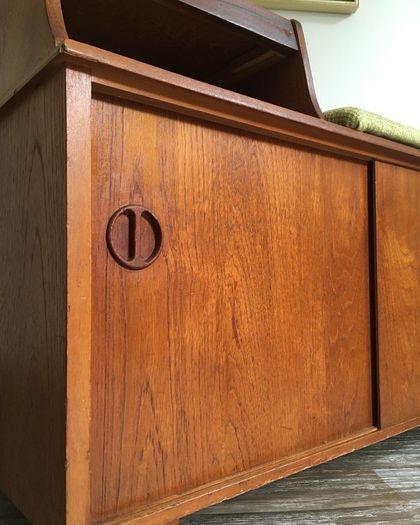 Vintage Retro Mid Century Teak Hall Bench/Record Cabinet/Stotage