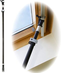 Telescopic Window Pole Rod Opener Designed to be Compatible with VELUX Skylight Roof Windows AND Blinds 2.1 Metre BLACK