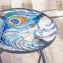 FREE P&P | Outdoor Side Table Small Outdoor Table, 14 inch Round Patio Side Table End Table, Peacock Feather Glass Plant Stand for Garden Patio Living Room Image 5