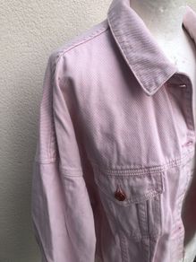 Misguided Pink Denim Crop Jacket Size 16 XL oversized