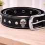 Unisex Black Skull Studded Leather Belt Punk Gothic Rock Leather Belt with Metal Skull & Rivets for Men Women Image 5
