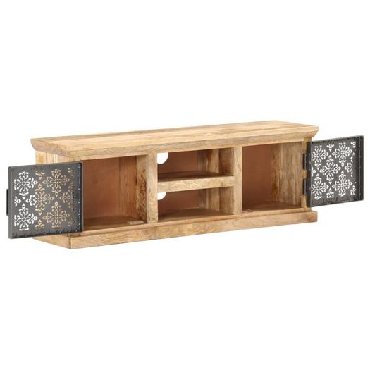 TV Cabinet with Steel Doors 120x30x40cm Solid Mango Wood