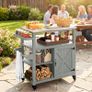 Garden serving cart rolling barbecue cart with stainless steel top 107x49.5x92.5cm Gray Image 5