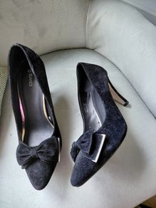 Black suede high heels