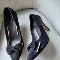 Black suede high heels