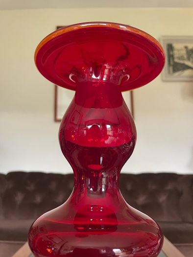 Uber Retro Mid Century Heavy Ruby Red Vase