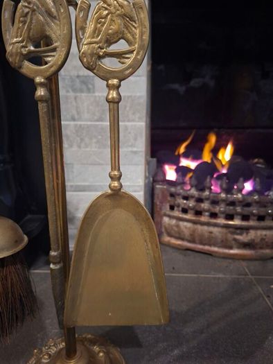 Lovely 1930s Brass Fireside Companion Horse Set