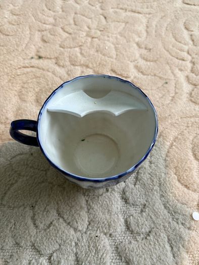 Vintage Flow Blue Moustache Cup and Saucer, Victoria Ironstone Staffordshire