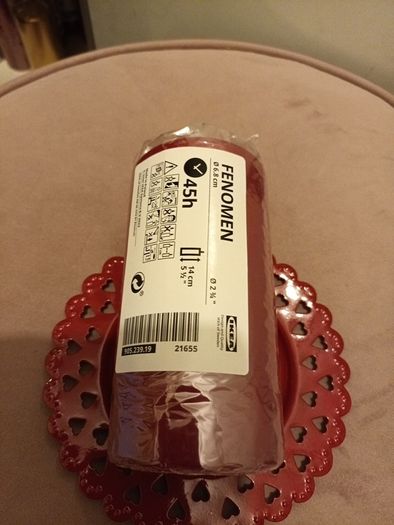 Red candle and plate