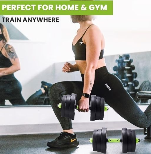20KG Adjustable Dumbbell & Barbell Set 3-in 1 Home Gym Weights | Space-Saving Strength Training for Home