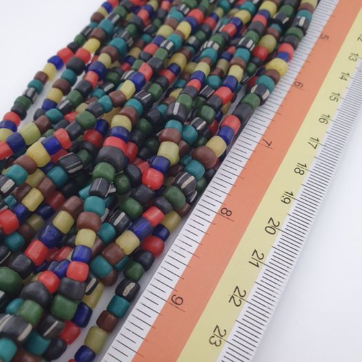Antique African Style MultiColor 4-5.5mm Glass Beads Necklace Strand