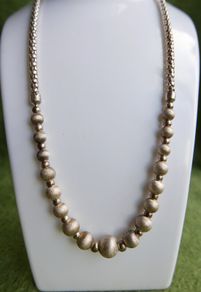 Vintage, Women's Sterling Silver 925 Bead Necklace. length 18,5" - 23,9g