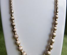 Vintage, Women's Sterling Silver 925 Bead Necklace. length 18,5" - 23,9g