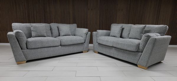 Emme Grey & Beige Fabric Sofa Set