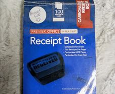 receipt book, few pages gone