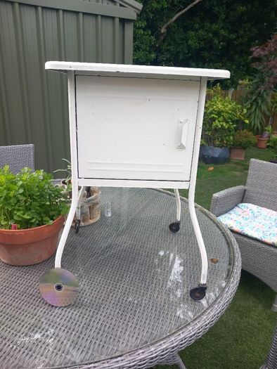 Metal side cabinet, painted white, D18