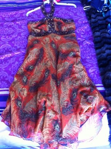 Designer Halterneck Peacock Dress Size 12