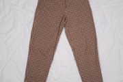 Ann Taylor LOFT Brown Green Checked Plaid Straight Leg Trousers 8UK/36EU